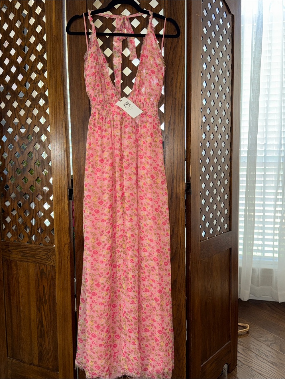 NWT LoveShackFancy Re-edition Love Dress- Aztec Lily Pink Floral Maxi Dress